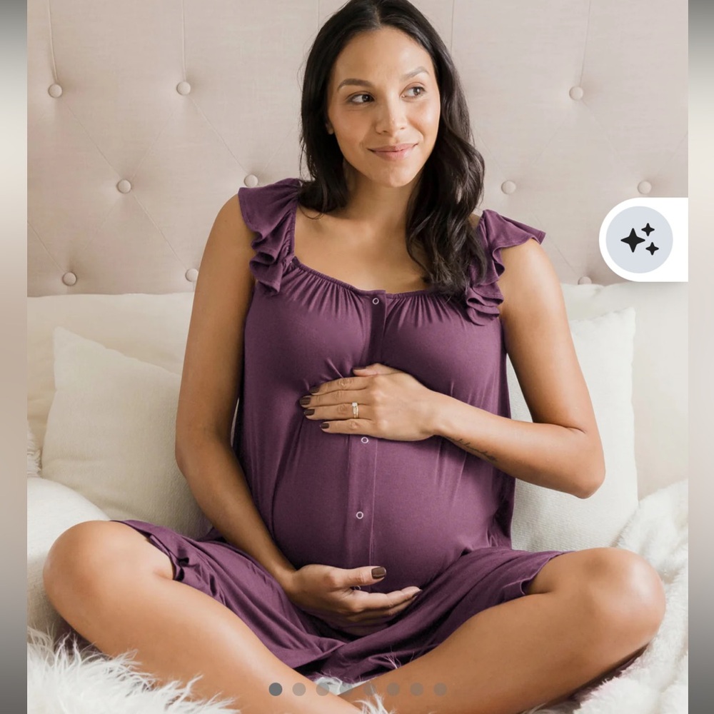 Ruffle Strap Labor & Delivery Gown